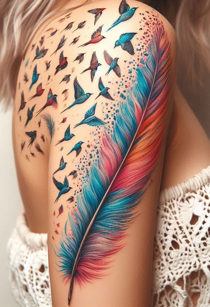 From quill to wingspan, this tattoo captures the magic of transformation.