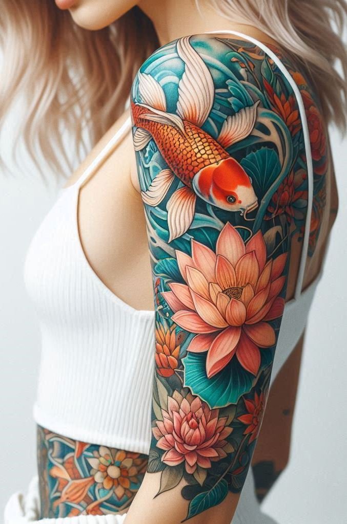 Ink your ambition with a lotus-koi combo. The fish’s determination to swim upstream mirrors your resilience. Wear it proudly on your arm! 💪🌸