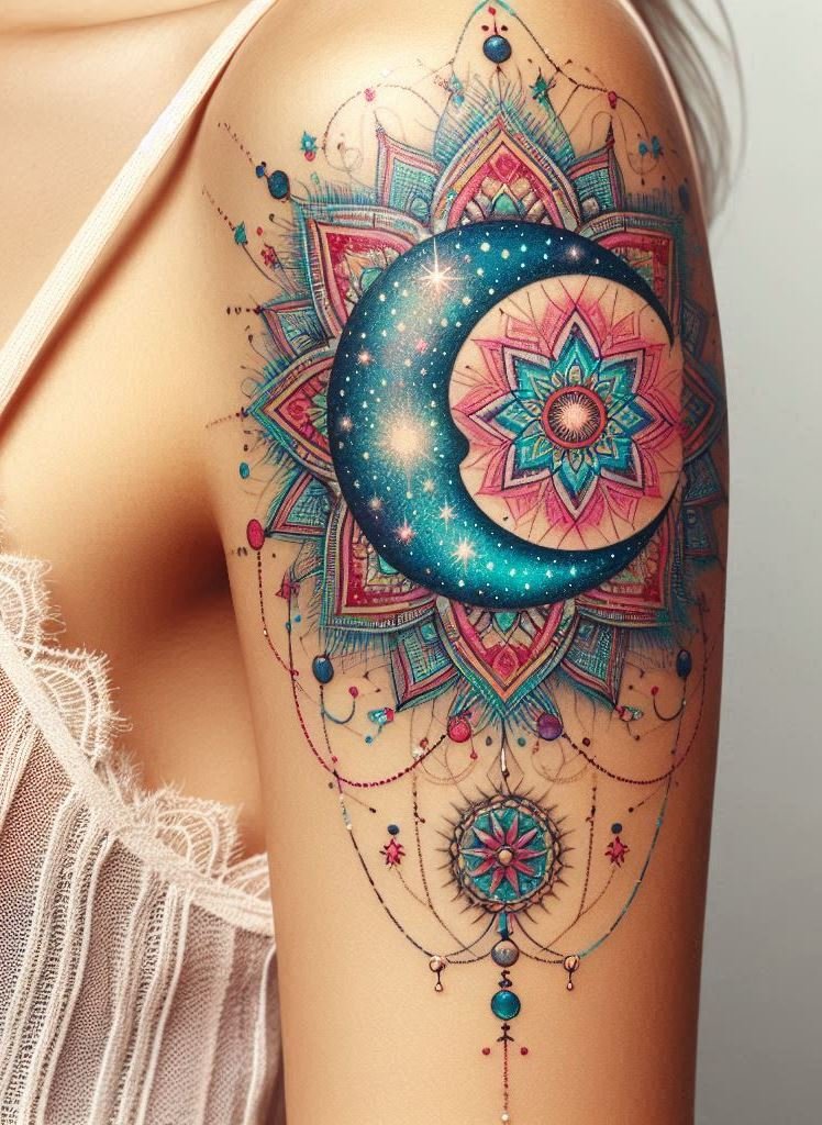 Mandala moon phases as arm cuffs – adorn your skin with lunar magic. Each phase tells a story; let yours shine! 🌗🌓