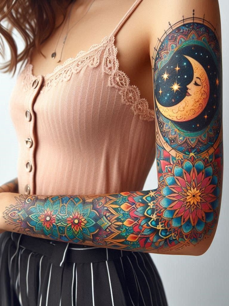 Mandala constellations map your destiny. Imagine Orion’s Belt or the Big Dipper gracing your skin – timeless and enchanting! ✨🌠