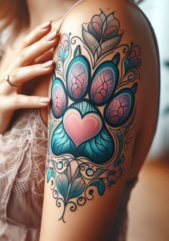 Let your arm be the canvas for a tale of companionship. This paw print entwined with a heart is the ultimate tribute to your four-legged soulmate.