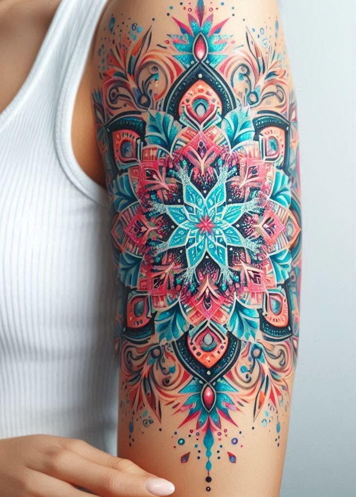 A snowflake mandala on your arm? It’s like wearing stardust. Each line tells a story of balance, transformation, and cosmic connection.