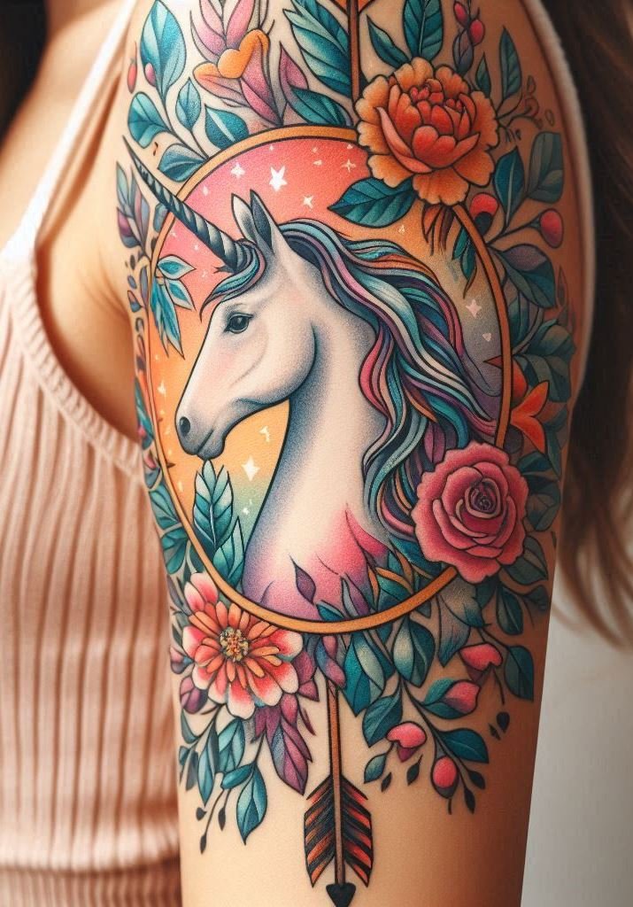 Diamond Unicorn: Purple flowers, a diamond, and a unicorn—a testament to elegance, strength, and allure. 💎🦄