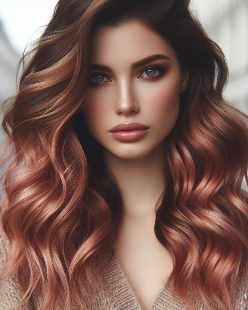 Hair Color Trends: Brassy Brunettes Beware! Cool Tones are Here | Pocoko Dark-Rooted Long Hair with Faded Rose Gold Hue: Keep a dark root for warmth. This faded rose gold hue will warm up your style. Less maintenance, more chic!