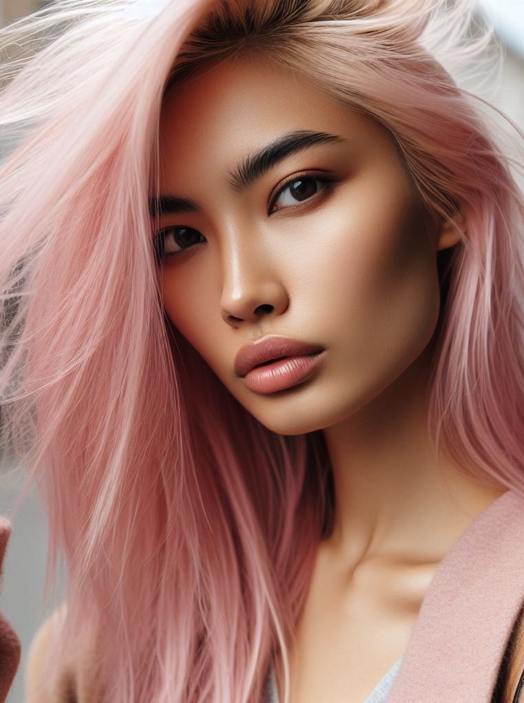 Hair Color Trends: Brassy Brunettes Beware! Cool Tones are Here | Pocoko “Two-Way Ombre Delight”: Split-dye perfection! Pink, peach, teal, and blue blend seamlessly. The stylist’s secret? A light blonde base. It’s cotton candy magic from every angle.