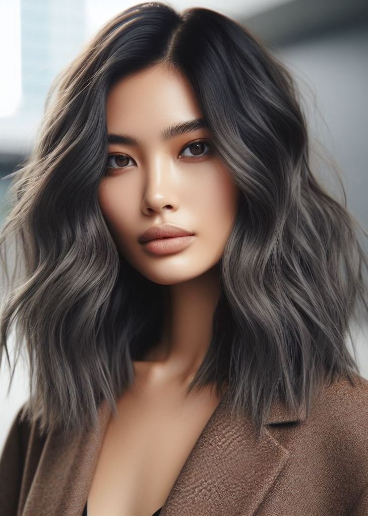 Hair Color Trends: Brassy Brunettes Beware! Cool Tones are Here | Pocoko “Charcoal Elegance”: Imagine your tresses dipped in smoky embers. It’s like wearing a velvet cloak—dark, mysterious, and utterly captivating. Pair it with a smoldering gaze for maximum effect.