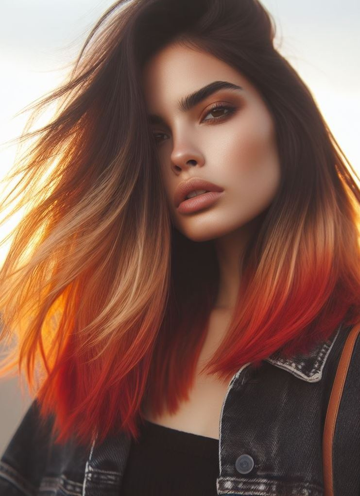 Crimson Horizon: Red meets the setting sun in this daring hair color. From deep burgundy to fiery scarlet, it’s a fierce and passionate look that demands attention.