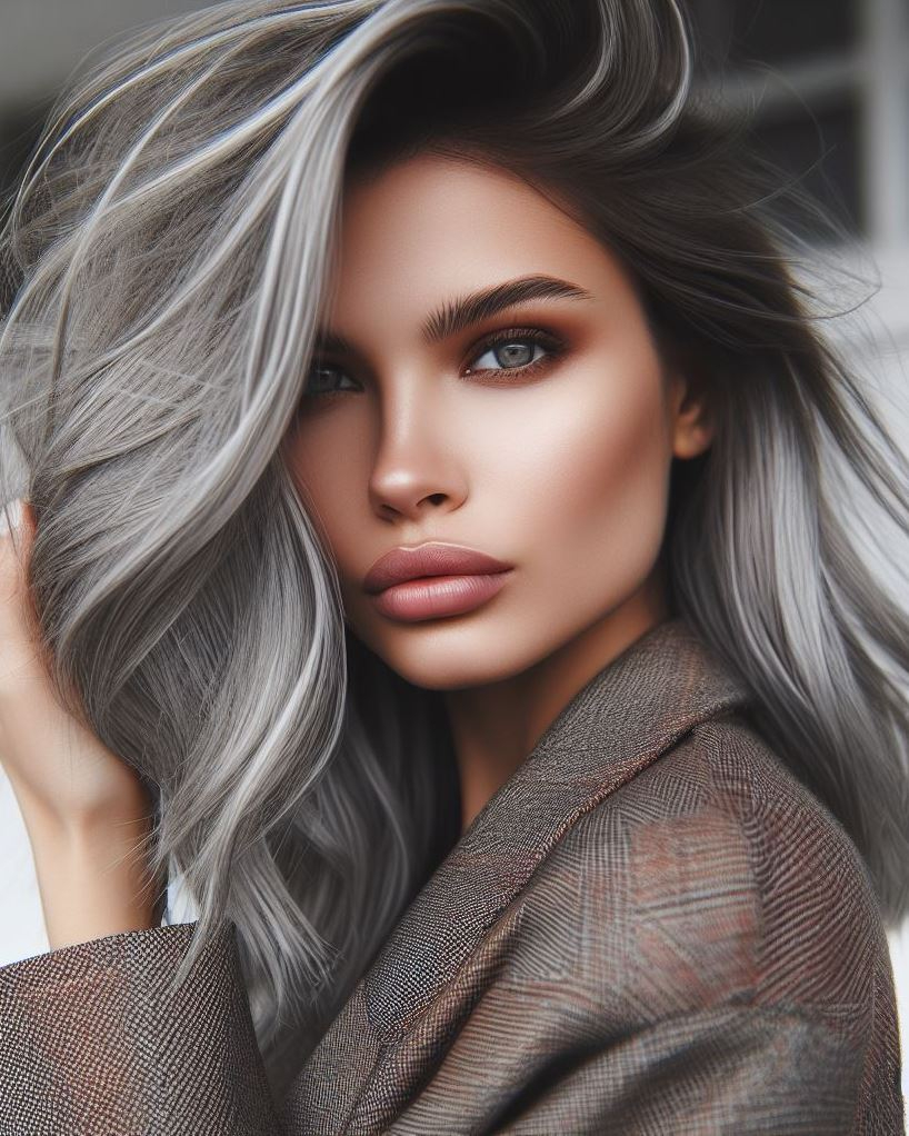 Chic Grayscale: Who needs color when you’ve got sophistication? Ash gray and silver streaks playfully mingle, making your hair a canvas for timeless style. 🖤