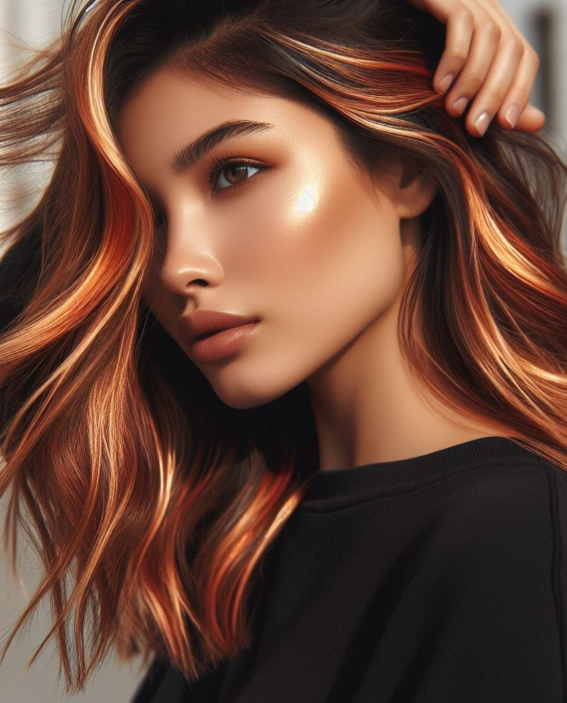 Copper Cabaret: Ready for a show-stopping performance? This vibrant blend of bright copper and golden highlights is your ticket to hair that steals the spotlight.