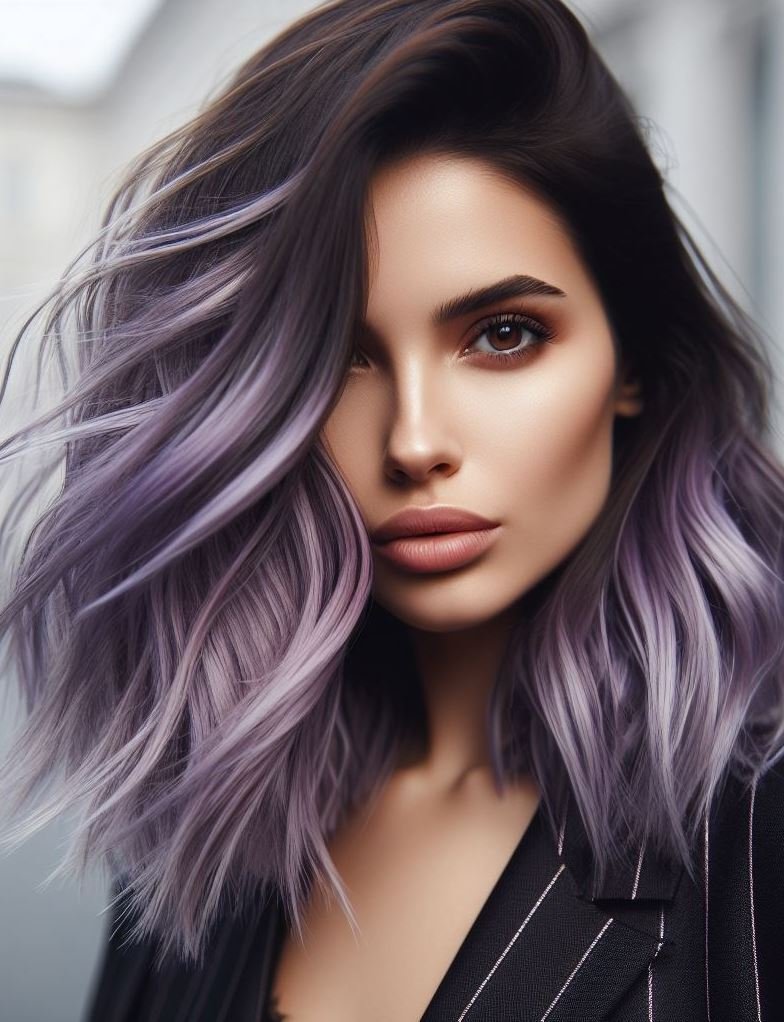 Hair Color Trends: Brassy Brunettes Beware! Cool Tones are Here | Pocoko Lilac Whimsy: Unleash your inner daydreamer. These lilac highlights peek out from lavender waves, inviting you to dance in moonlight and chase rainbows.