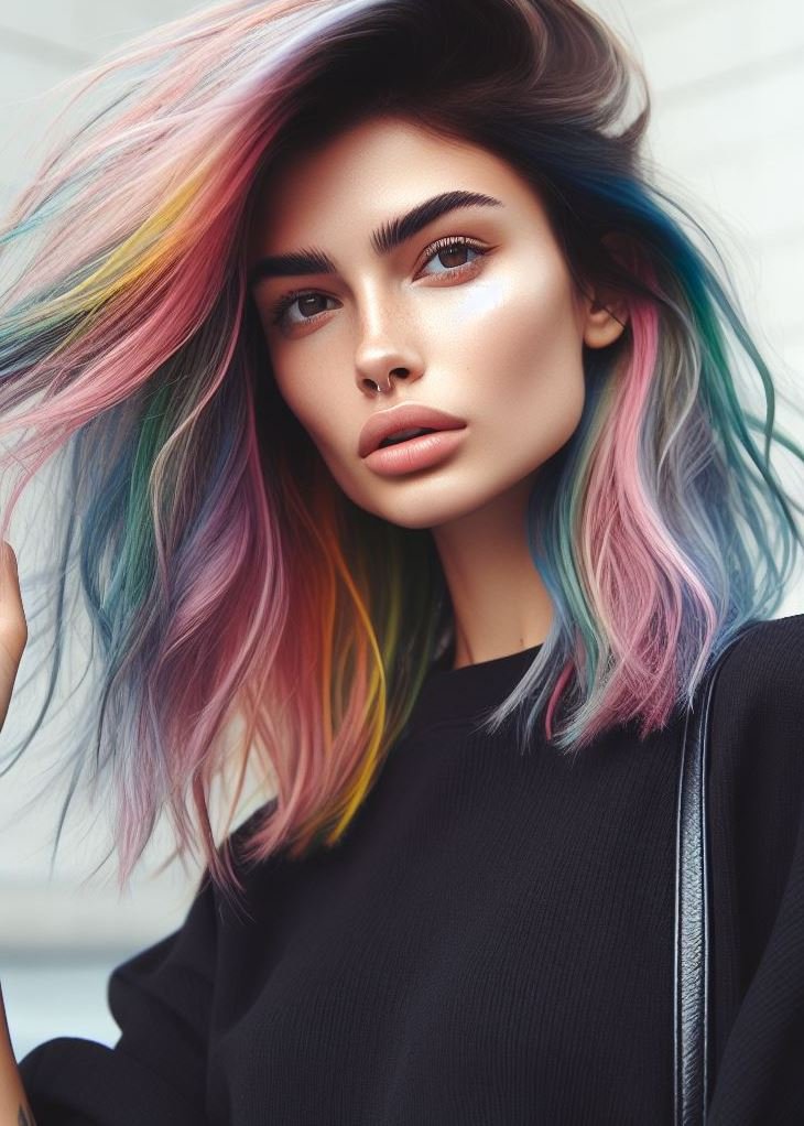 Hair Color Trends: Brassy Brunettes Beware! Cool Tones are Here | Pocoko “Pastel Unicorn Dreams”: Picture soft pastels dancing in your hair—a dreamy blend of lavender, mint, and baby pink. It’s the kind of magic that makes you believe in unicorns and stardust.