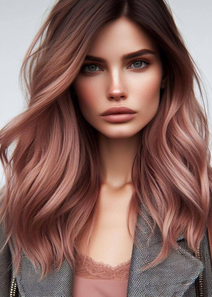Hair Color Trends: Brassy Brunettes Beware! Cool Tones are Here | Pocoko Long, straight, and oh-so-dreamy—this dark dusty pink rose color is a game-changer. It flatters light and medium skin tones, giving you that velvet-meets-rose-garden allure.