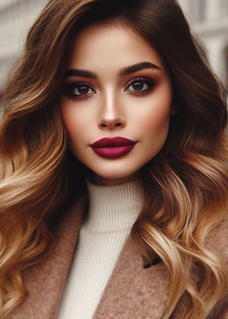 Beyond basic red! Burgundy lips offer sophisticated elegance with a touch of unexpected charm.