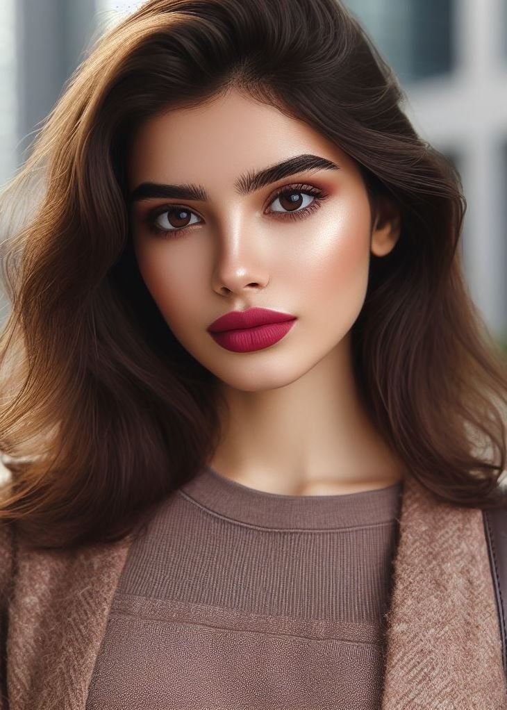Date night with a difference. Burgundy lips add a touch of intrigue to your glamorous look.