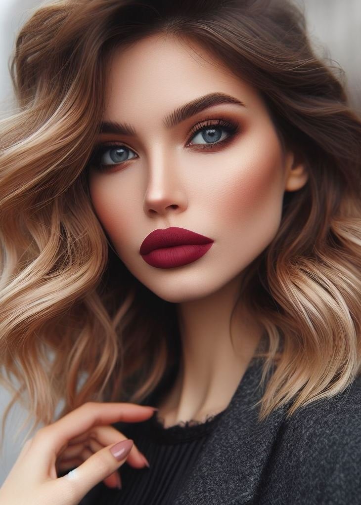 Let your lips make a statement. Burgundy: a bold and sophisticated choice with a touch of mystery.