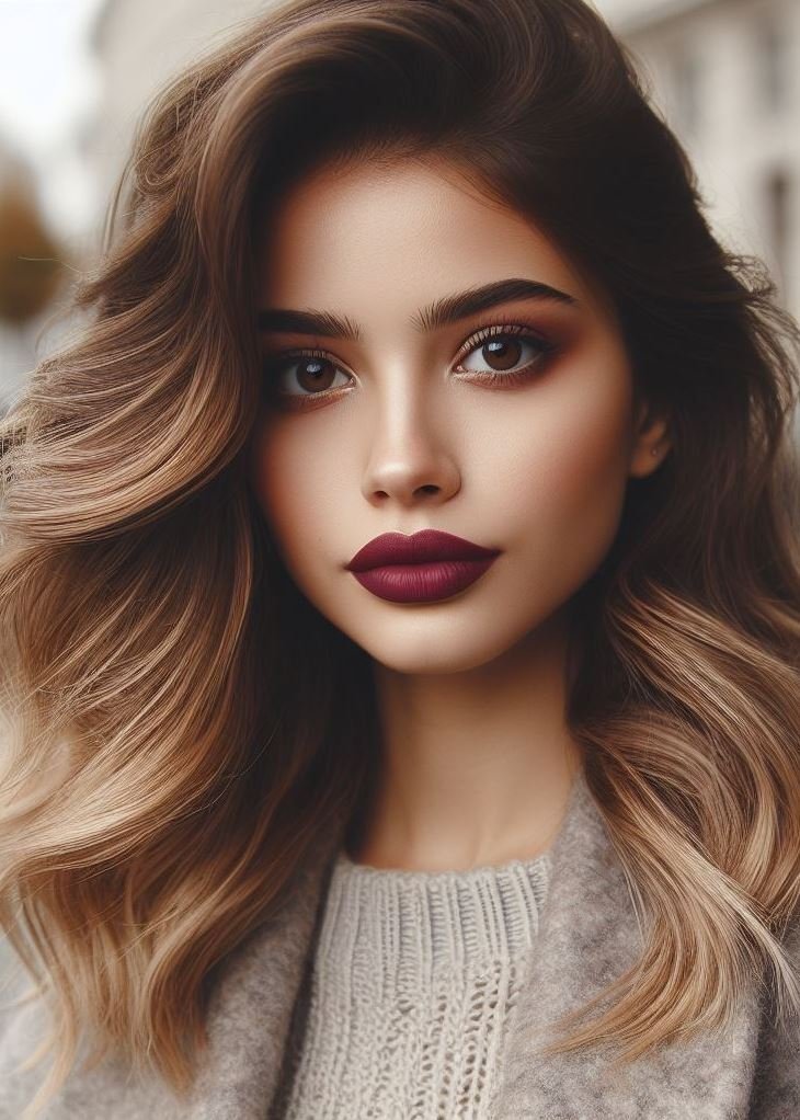 Not for the faint of heart! Maroon lips are a bold statement for those who crave a touch of the unexpected.