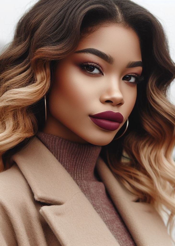 Channel your inner enchantress. Maroon lips add a touch of gothic magic to your makeup look.