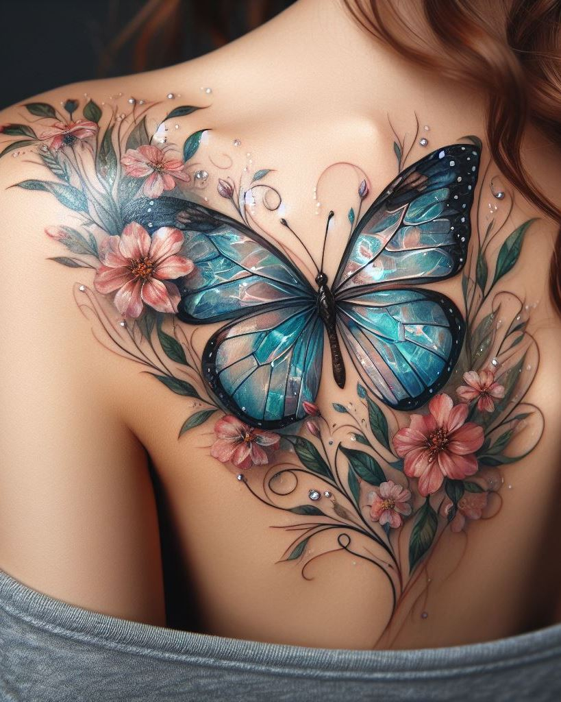 Why blend in when you can stand out with butterfly tattoos on your shoulder and back? These vibrant designs celebrate freedom and the beauty of transformation.