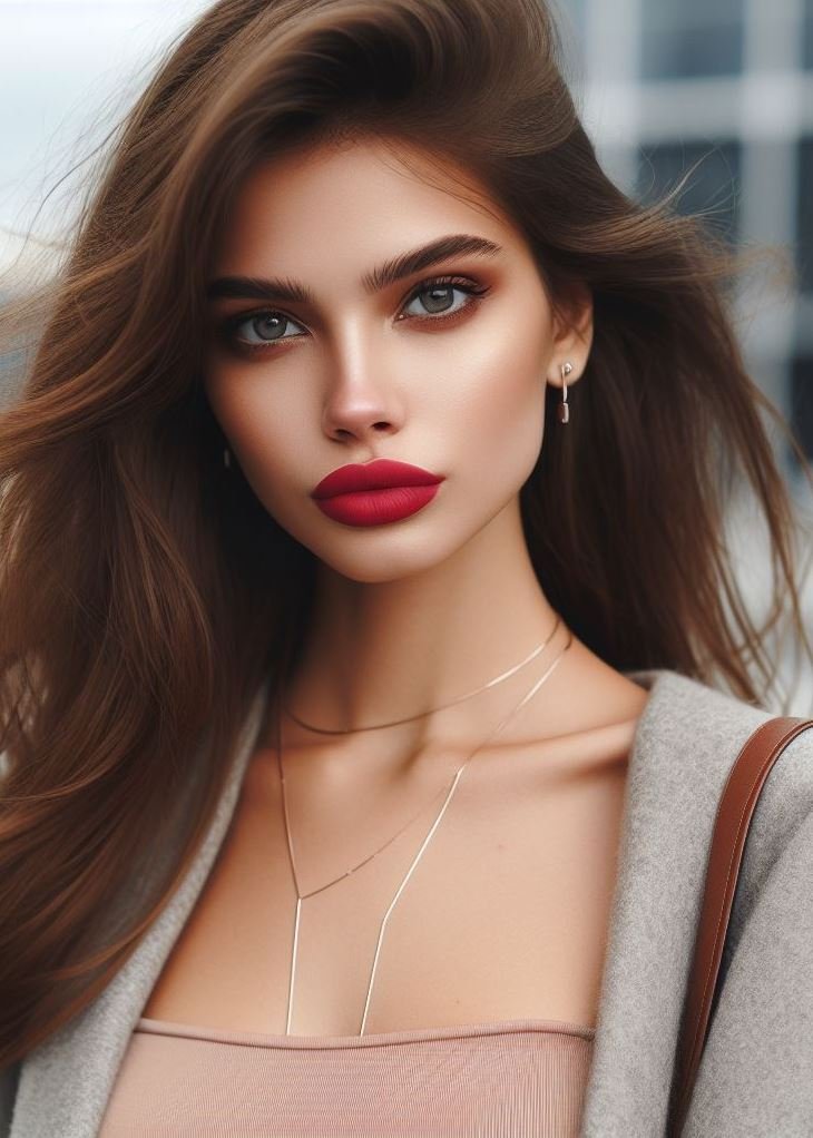 Carmine confidence. These bold, dark lips are the ultimate statement piece for the daringly beautiful.