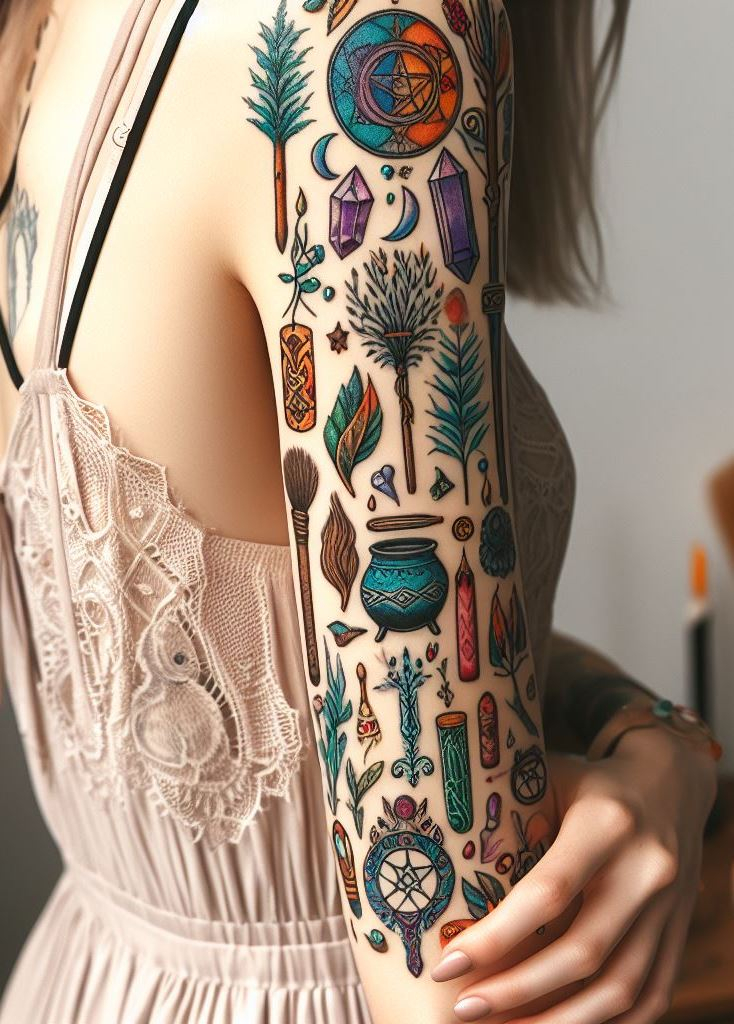 Witchy elegance: A cauldron tattoo on your arm—because magic is always in style.