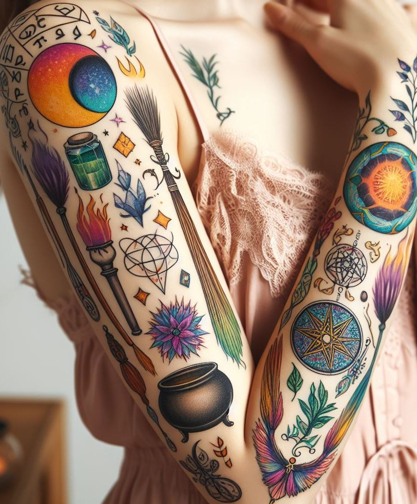 Brewing up courage? This cauldron tattoo on your arm is your potion of bravery.