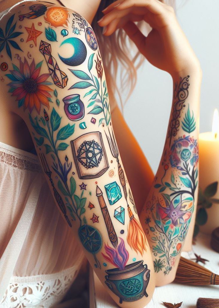 Stirring the cosmic brew: This cauldron tattoo celebrates the magic within.