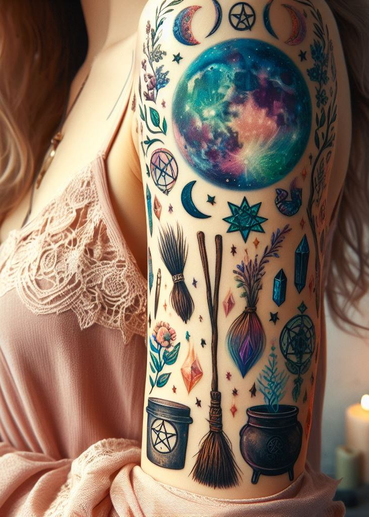 Arm art for the modern witch: A cauldron tattoo that’s both chic and enchanting.