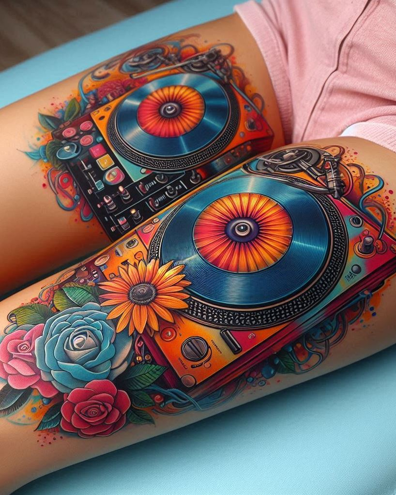 Turn your love for music into a masterpiece with DJ disc mixer tattoos. Each design captures the essence of the turntable, making every mix a permanent part of your story. Ink up and keep the beats alive!