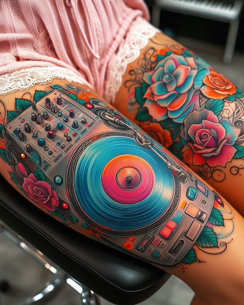 Got a DJ's soul and a love for tattoos? DJ disc mixer tattoos are the ultimate fusion of music and ink, celebrating your passion for beats in the most stylish way. Let your skin sing your favorite tune!