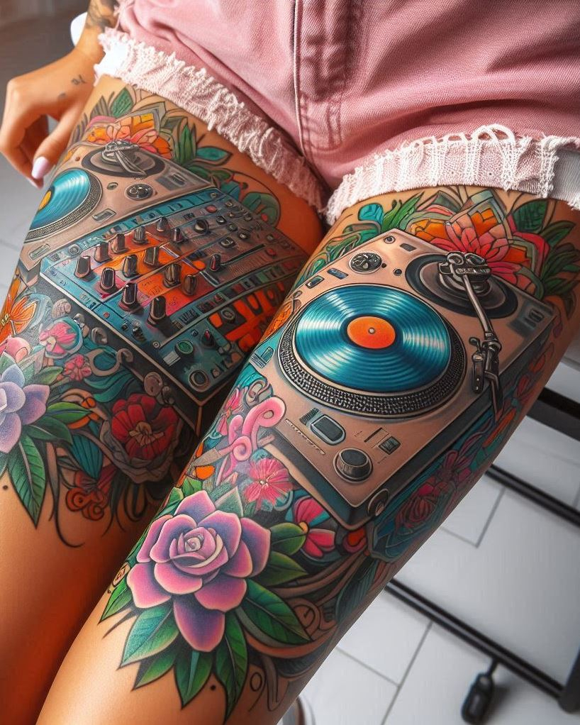 Scratch that tattoo itch with DJ disc mixer designs! Celebrate your DJ dreams and musical passions with ink that speaks to your inner beatmaker. Get ready to mix music and art on your skin.