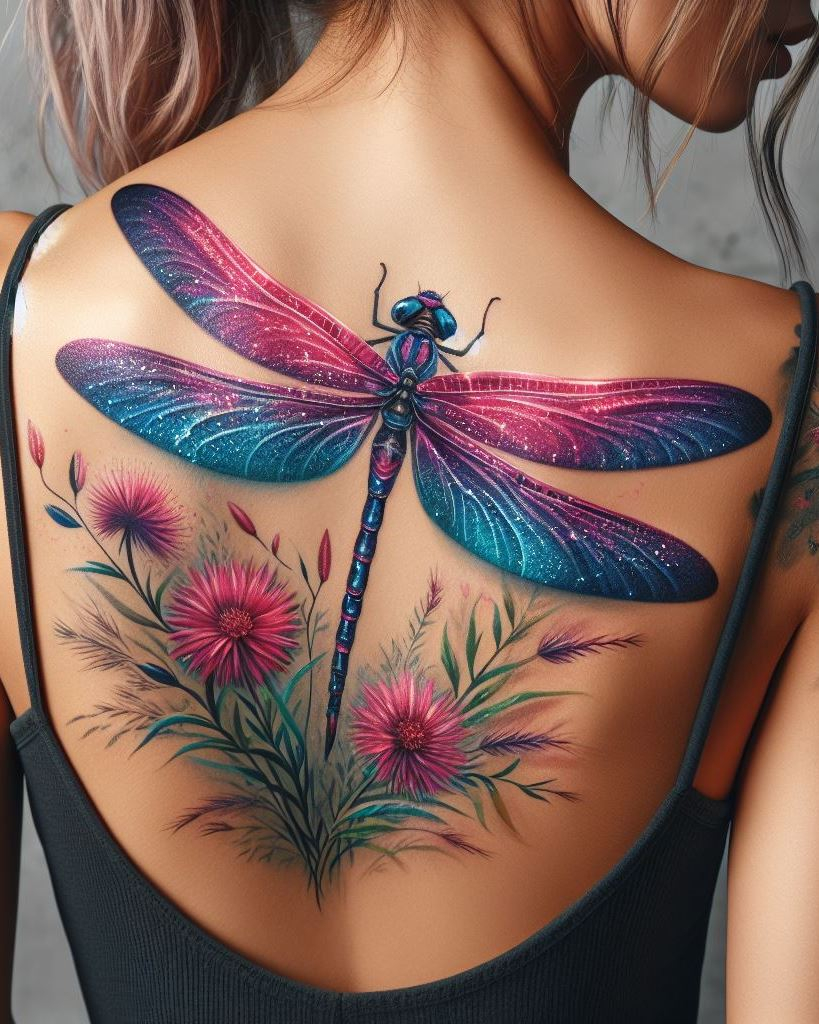 Let your back tell a story of metamorphosis with dragonfly tattoos. These intricate designs symbolize growth and adaptability, making your ink as dynamic as you are.