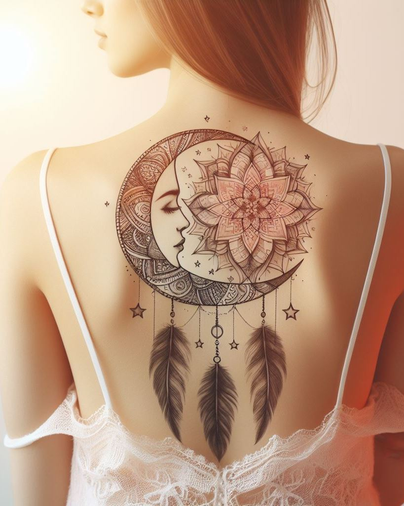 Catch your dreams and wear them proudly with dreamcatcher tattoos on your shoulder and back. These intricate designs filter out the bad vibes and let the good dreams flow.