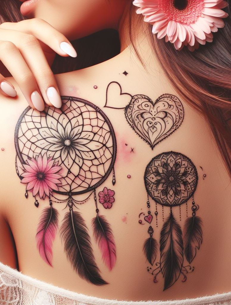 Keep the nightmares at bay and dreams close with dreamcatcher inspired shoulder and back tattoos. These beautiful designs add a touch of magic and protection to your everyday life.