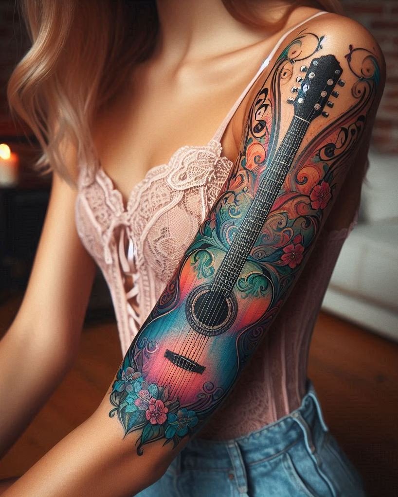 Guitar tattoos are a riff on creativity and passion. Celebrate your love for music with designs that hit all the right notes. Perfect for anyone who lives for the sound of strings.