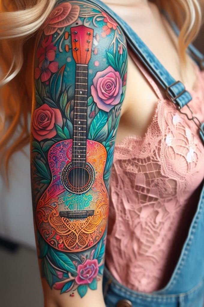 Let your ink tell a story with guitar themed tattoos that resonate with your musical soul. These designs are perfect for guitar enthusiasts who want to carry their passion wherever they go.