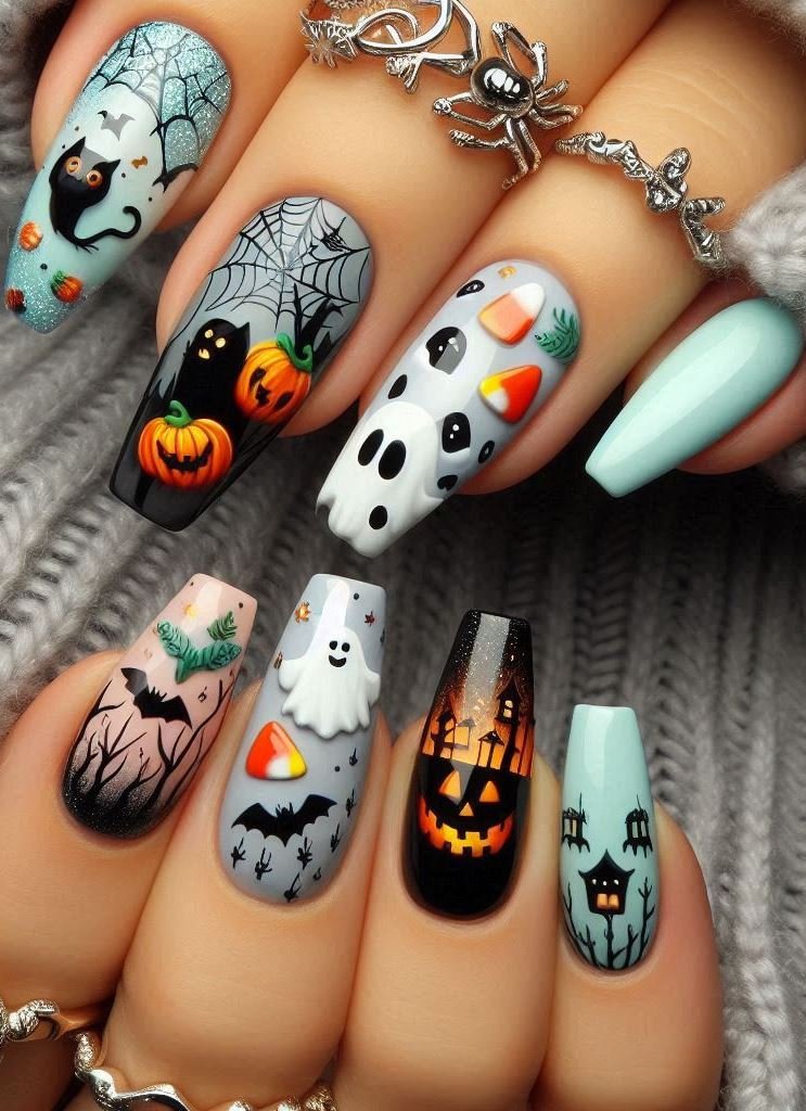 Halloween Nails: Spooktacular Spooky Designs That Are Fang-tastic | Pocoko Goblin Gold: Metallic gold nails that shimmer like stolen treasure. Perfect for mischievous pixies. 🌟🧚