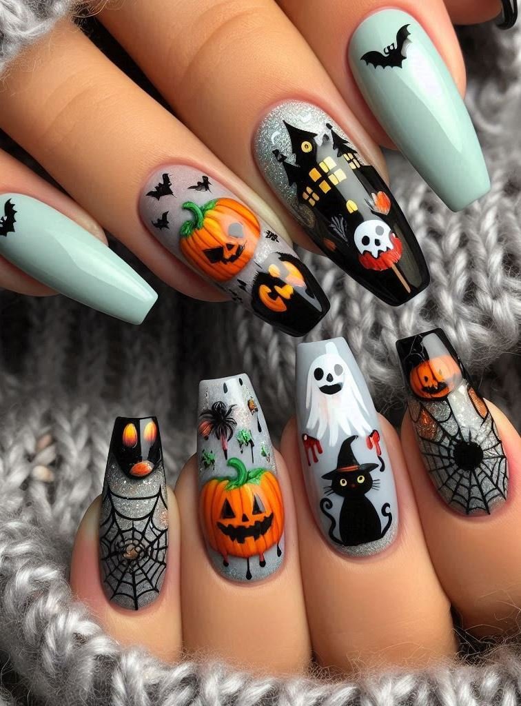 Halloween Nails: Spooktacular Spooky Designs That Are Fang-tastic | Pocoko Witchy Woods: Imagine stepping into an enchanted forest. Now put that magic on your nails. 🌳🌲