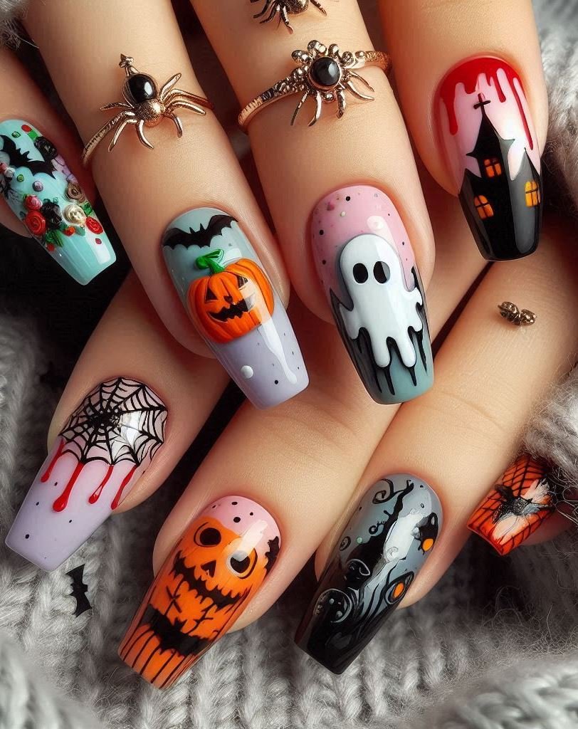 Halloween Nails: Spooktacular Spooky Designs That Are Fang-tastic | Pocoko Spiderweb Chic: Intricate spiderwebs that catch attention (and maybe a few flies). Ideal for arachnid enthusiasts. 🕸️🕷️
