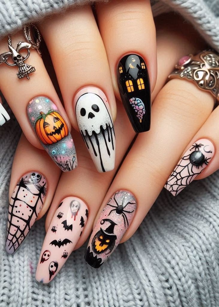 Halloween Nails: Spooktacular Spooky Designs That Are Fang-tastic | Pocoko Goblin Green: Neon green nails that glow in the dark. Perfect for dancing with forest spirits. 🌿💚