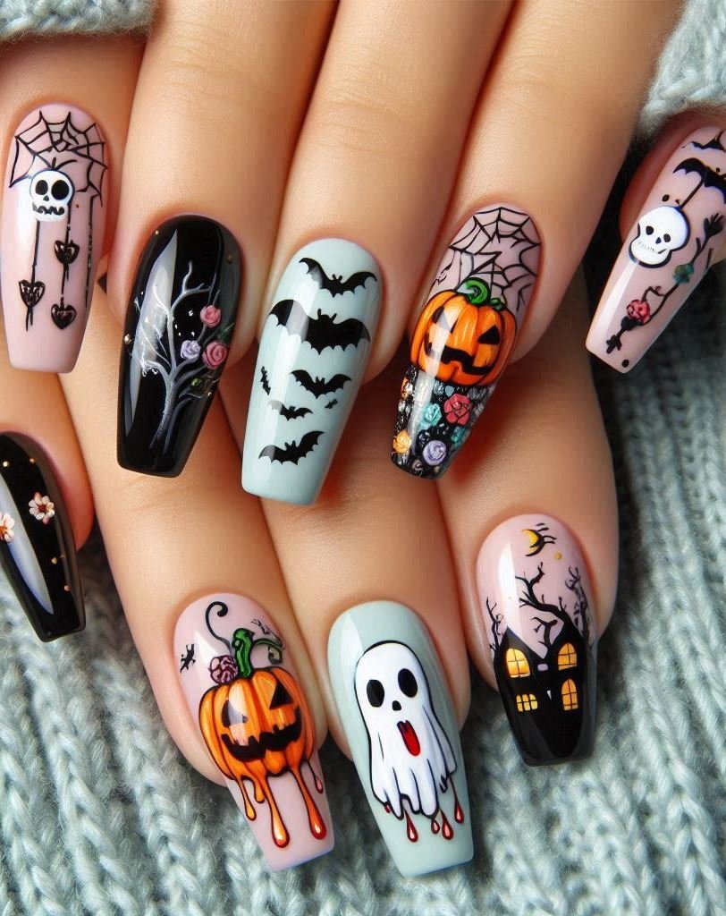 Halloween Nails: Spooktacular Spooky Designs That Are Fang-tastic | Pocoko Witchy Ombre: Fade from midnight blue to mystical purple. These nails are the potion your fingertips need. 💜🔮