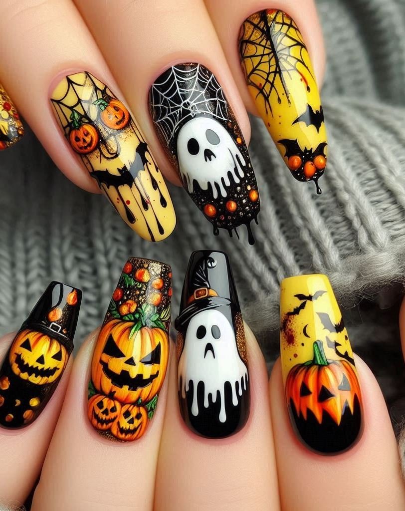 Halloween Nails: Spooktacular Spooky Designs That Are Fang-tastic | Pocoko Moonstone Magic: Opalescent nails that shimmer like moonlight on a foggy night. Ideal for moon goddesses and stargazers. 🌙✨