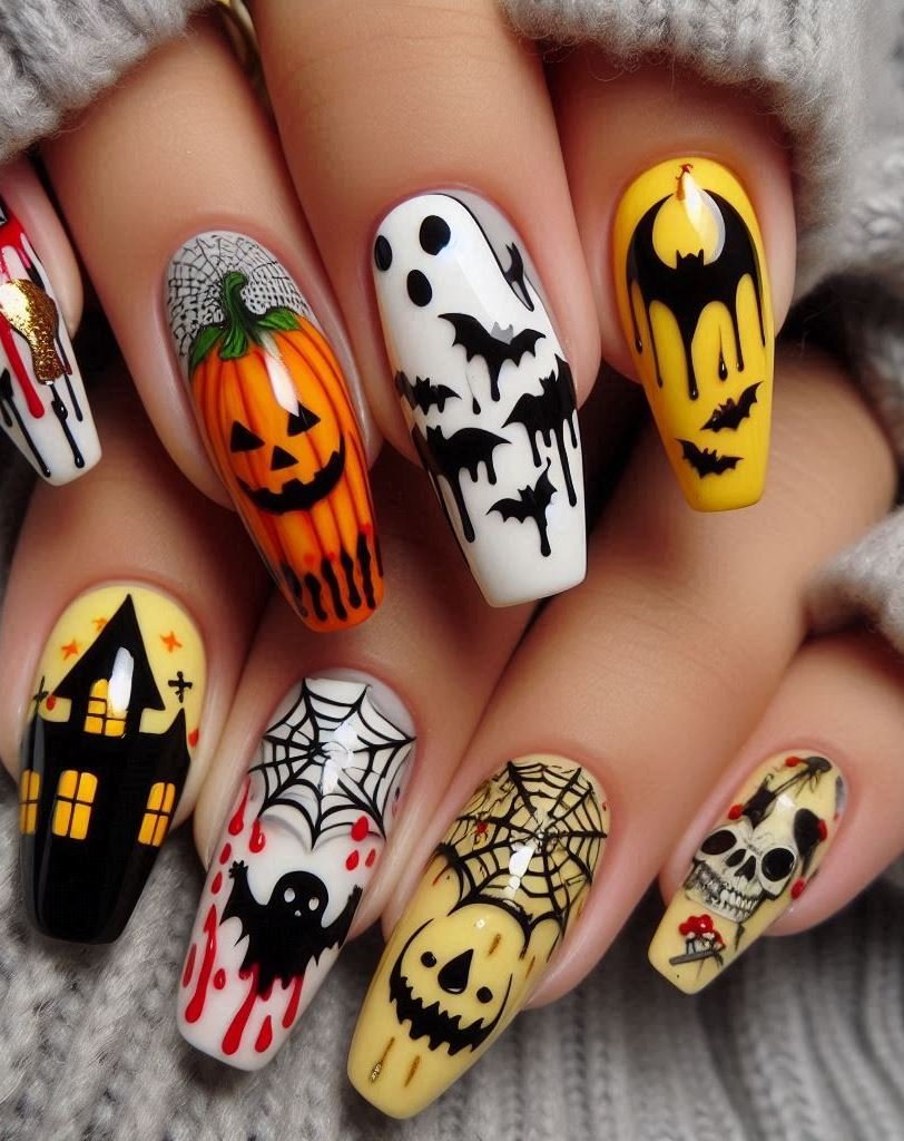Halloween Nails: Spooktacular Spooky Designs That Are Fang-tastic | Pocoko Spider Queen Chic: Black widow vibes with a touch of glitter. Just remember: With great power comes great responsibility (and killer nails).