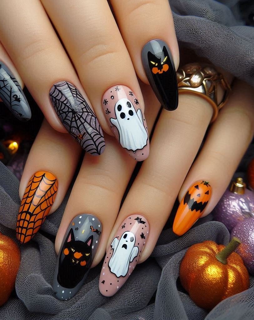 Halloween Nails: Spooktacular Spooky Designs That Are Fang-tastic | Pocoko Eyes of the Abyss: Paint eerie eyes on your nails—like portals to another dimension. Just don’t stare too long. 👁️🌀