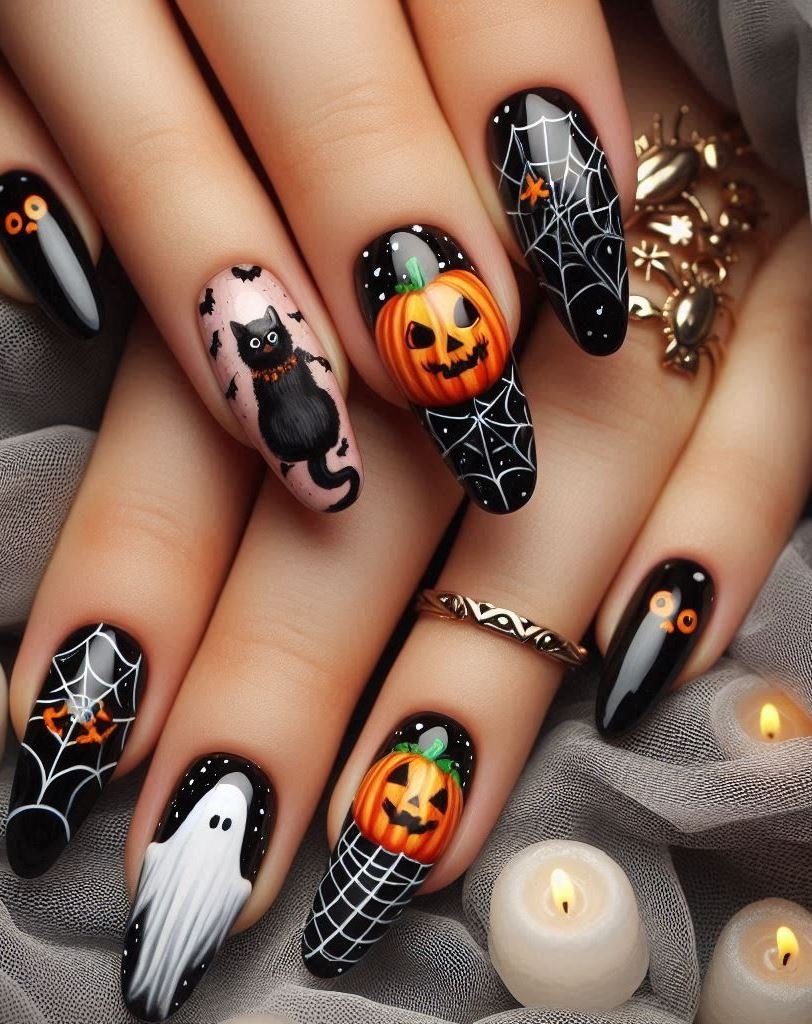Halloween Nails: Spooktacular Spooky Designs That Are Fang-tastic | Pocoko Goblin Green: Neon green nails that glow in the dark. Perfect for dancing with forest spirits. 🌿💚