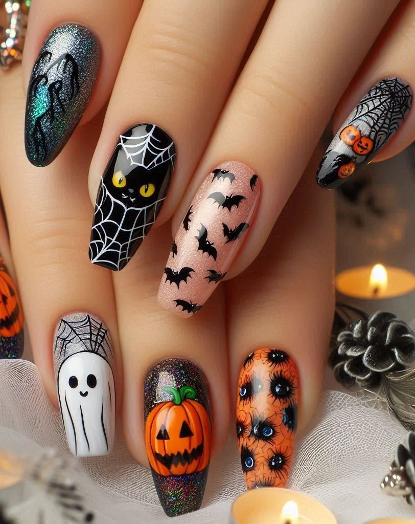 Halloween Nails: Spooktacular Spooky Designs That Are Fang-tastic | Pocoko Spiderweb Chic: Intricate spiderwebs that catch attention (and maybe a few flies). Ideal for arachnid enthusiasts. 🕸️🕷️