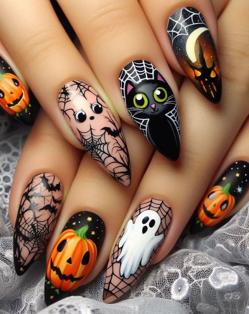 Halloween Nails: Spooktacular Spooky Designs That Are Fang-tastic | Pocoko Crystal Ball Couture (Part II): Crystal-inspired nails that predict fabulousness in your future. Spoiler alert: It’s still true. 🔮✨
