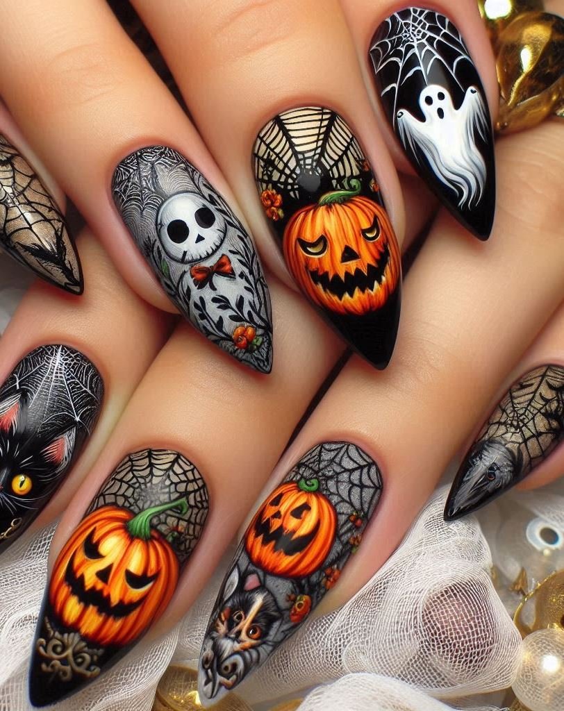 Halloween Nails: Spooktacular Spooky Designs That Are Fang-tastic | Pocoko Witchy Woods: Imagine stepping into an enchanted forest. Now put that magic on your nails. 🌳🌲