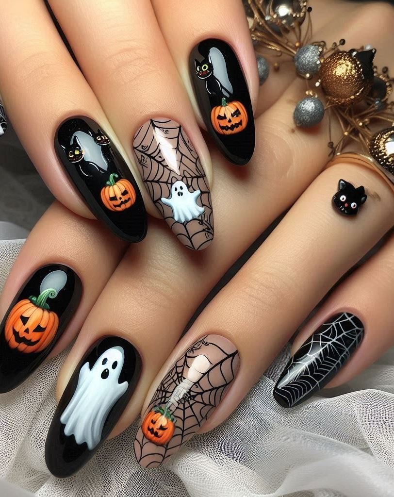 Halloween Nails: Spooktacular Spooky Designs That Are Fang-tastic | Pocoko Crystal Ball Couture: Crystal-inspired nails that predict fabulousness in your future. Spoiler alert: It’s true. 🔮