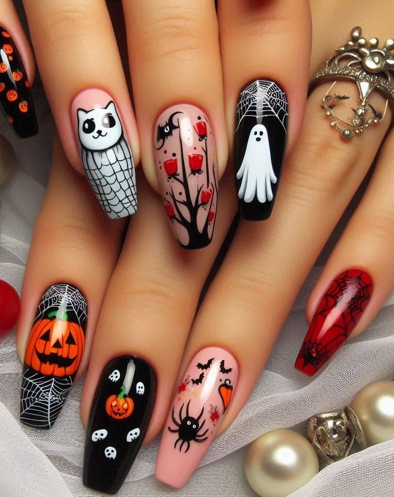 Halloween Nails: Spooktacular Spooky Designs That Are Fang-tastic | Pocoko Coffin Nails (Literally): Long, tapered, and ready to haunt. These coffin-shaped nails are the ultimate gothic accessory. ⚰️🖤