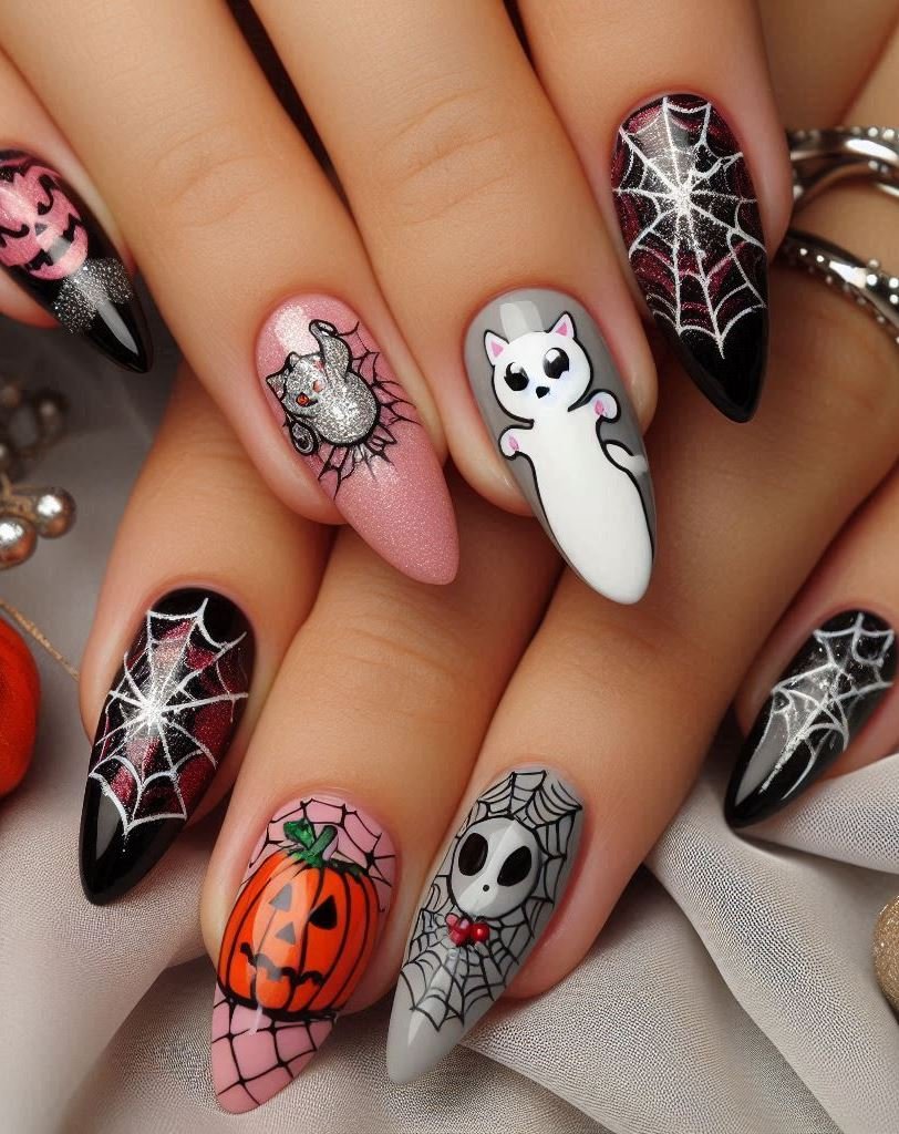 Halloween Nails: Spooktacular Spooky Designs That Are Fang-tastic | Pocoko Glow-in-the-Dark Delights: These nails will light up the night (and your Instagram feed). Perfect for séances and dance parties. 💫🌌
